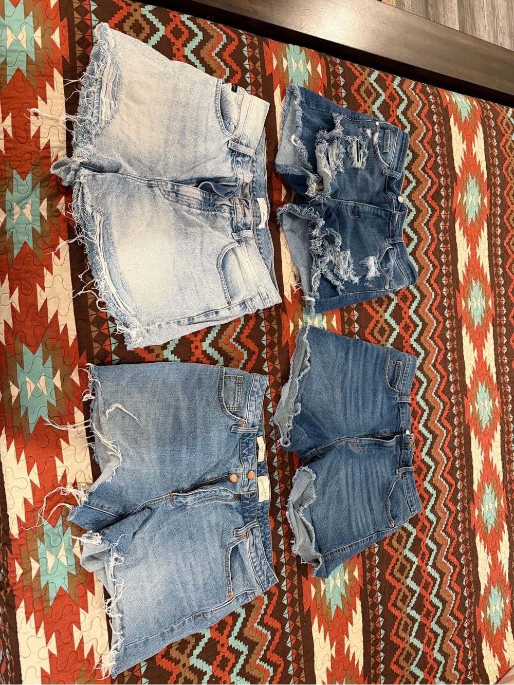 Lot of 4 Distressed Denim Shorts - Light & Medium Wash